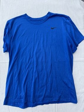 Nike Royal Blue Short-Sleeve Athletic Tee with Black Swoosh